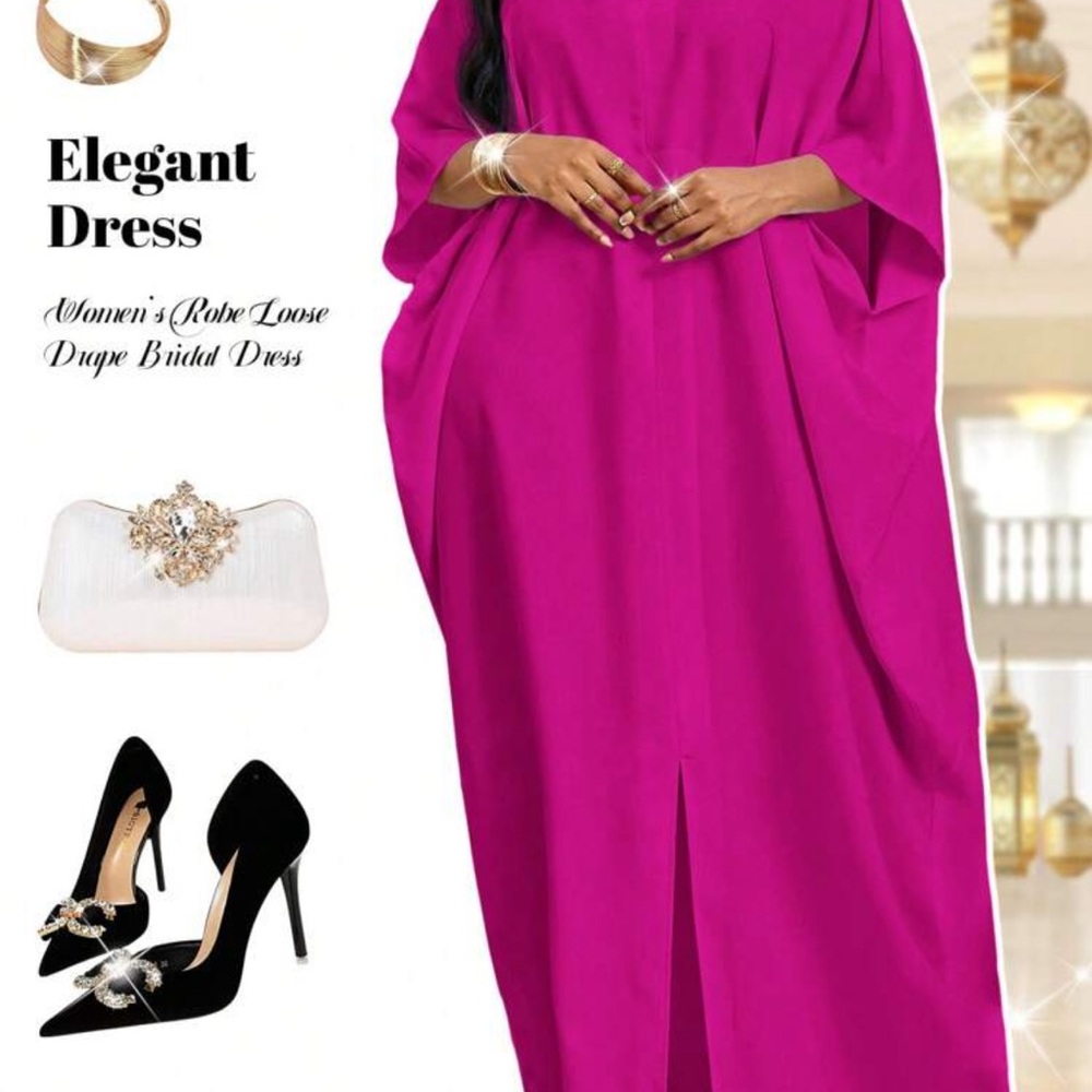 Elegant Women's Magenta Robe Dress